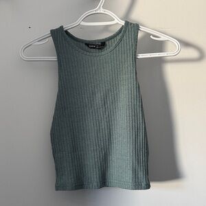 SHEIN Teal Ribbed Tank Top - Sleeveless Crop